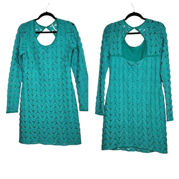 Free People Green Cochet Wild Thing Mini Sheath V Neck Retro - Picture 9 of 17